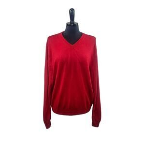 Jos. A. Bank Traveler Merino Wool Sweater V Neck Pullover Red XXL